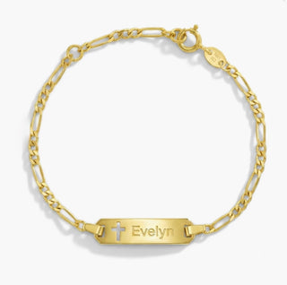 14k Cross Cutout Tag  Baby ID Bracelet