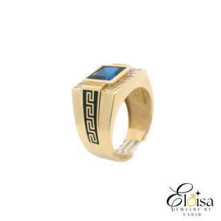 Elegant Gold Ring with Blue Zirconia