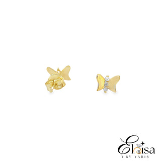 Butterfly with three Zirconia Center Stud Earrings