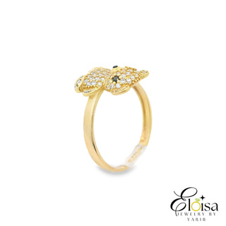 14Kt Micro Pave Bear Ring