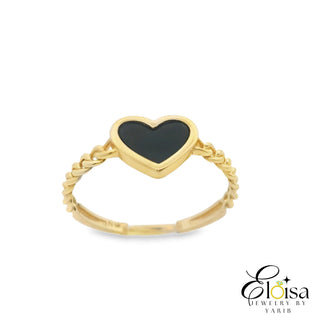 Small Black Heart Half  Curb Ring