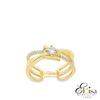 14Kt X- Chaped Nail with Cubic Zirconia Ring