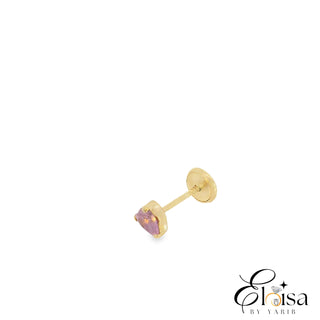 14K Pink Heart Screw Back Earring