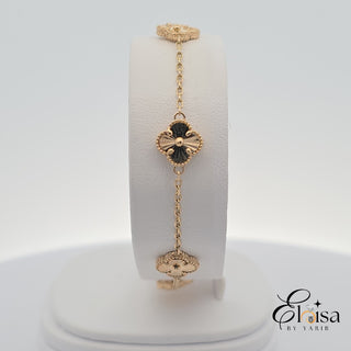 14K Small Five Gold Flower Bracelet 9MM