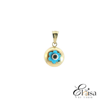 14K Round Eye Flower Design Pendant