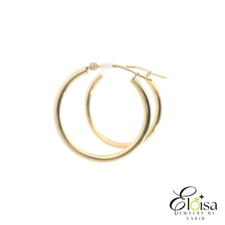 14Kt Round Classic Hoops Earrings 25MM