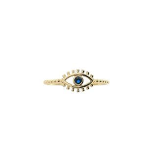 Eye with Lashes and Blue Cz Center Ring