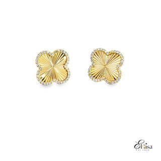 Flower Diamond Gold Earring