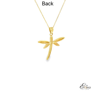 14Kt High Polish Dragonfly Necklace