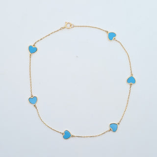 14Kt Turquoise Heart Anklet