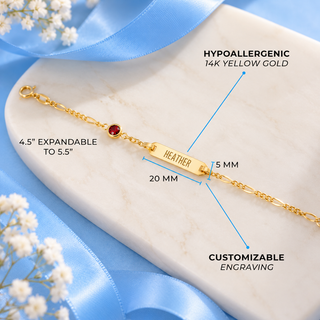 14k Gold Cubic Zirconia Birthstone Bracelet