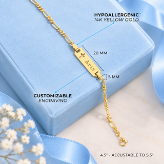 14k Cross Cutout Tag  Baby ID Bracelet