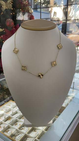 10K Five Gold Flower Necklace