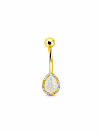 14Kt Tear Drop Opal Belly Ring