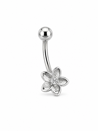 14Kt Solid Flower Cz Center