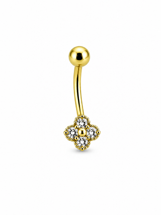 14Kt Flower Four Petal Belly Ring