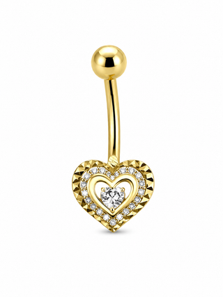 14Kt Double Heart Belly Ring