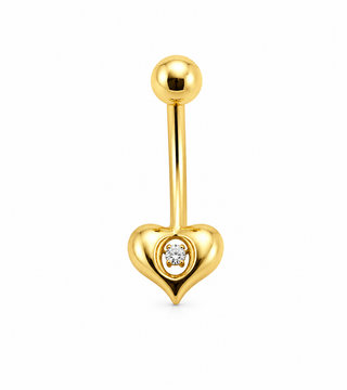 14Kt Heart with Cz Center Belly Ring