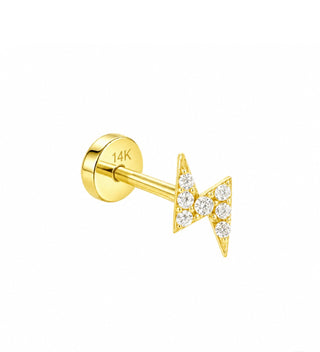 14K Lightning Bolt Pave Cubic Zirconia (CZ) With 8mm Tube. Cartilage Piercing