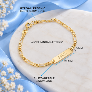 14k Classic Figaro Baby ID Bracelet