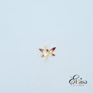 14Kt Dragonfly Red and Black Pendant