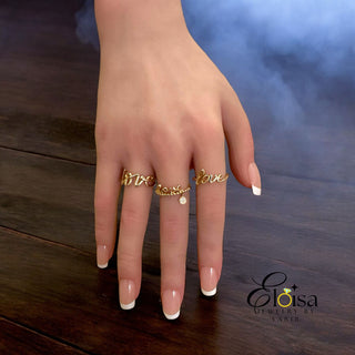 Gold Love Ring with Dangling Mp Cz