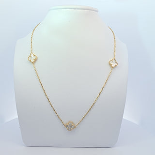 14Kt White Three Clover 9MM Necklace