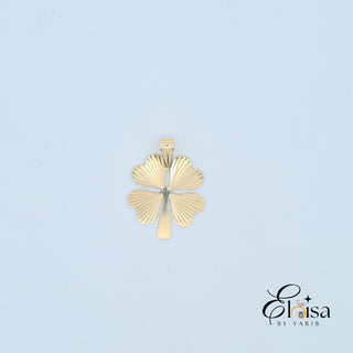 14Kt Flat Clover 4 Leaf Reversible Pendant
