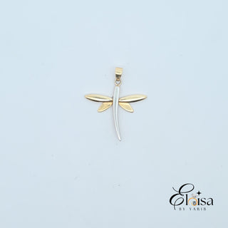 14Kt Dragonfly Two Tones Pendant