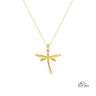 14Kt High Polish Dragonfly Necklace