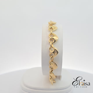 14Kt Heart Style Marina Puff Bracelet 8.5 mm