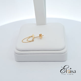 14Kt Fashion Earring W/ Attached Chain