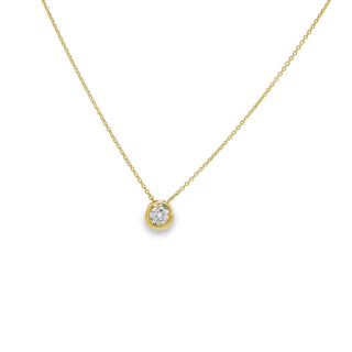 14k Bezel-Set Round Diamond Solitaire Necklace