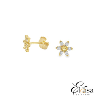 Six Zirconia Petal Stud Earrings