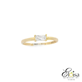 14Kt Elegant Gold Ring with Baguette Zirconia