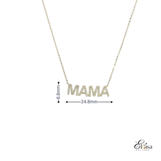 14K Block Diamond MAMA Necklace