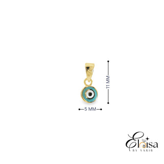 14K Enamel  Round Eye Pendant