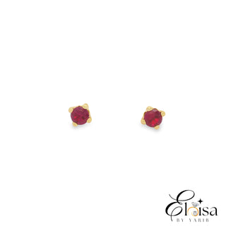 14K Four Prong Red Zirconia Screw Back Earrings