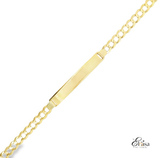 14Kt Solid ID Bracelet Curb Link 5.5MM 7"