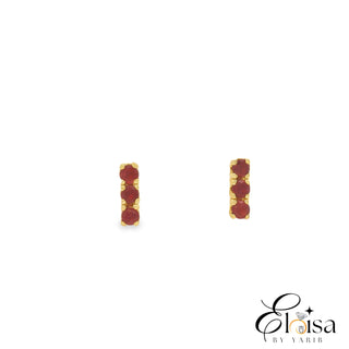 18K Ruby Bar Push Back Earrings