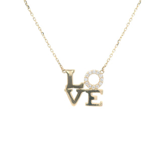 14Kt LOVE Block Necklace