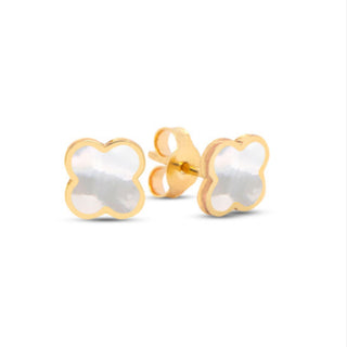 Small Inlay Mother Of Pearl Clover By The Yard Stud Earring