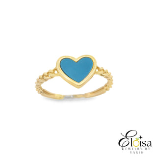 Small Turquoise Heart Half  Curb Ring