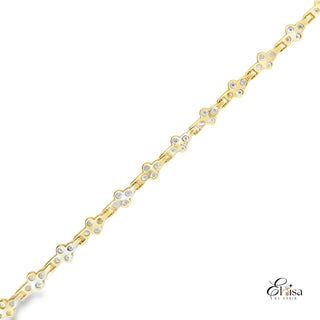 14K Four Cz Style Flower Bracelet 5 MM 7.5''