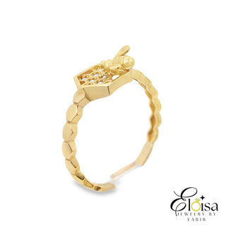 Golden Bee Hexagon Ring