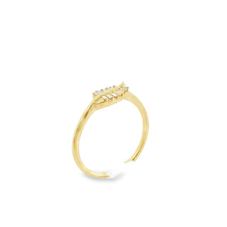 14K Baguette Leaf Diamond Ring