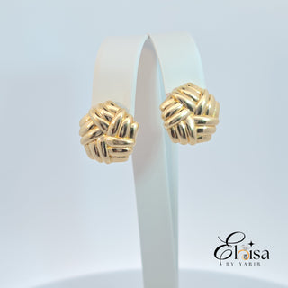 14Kt flat Knot Style Omega Earring