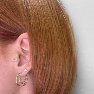 14k Hoops Earrings With Star and Moon Dangling