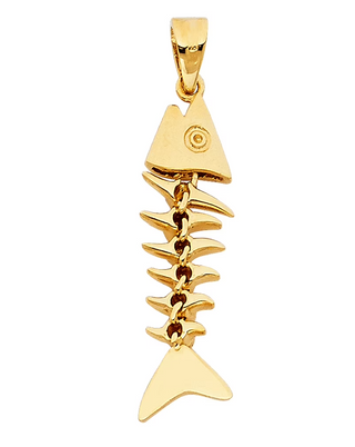 14Kt Skeletal Fish Pendant