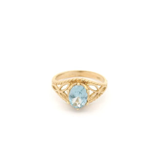 Vintage Light Blue Zirconia Gold Ring queen ring